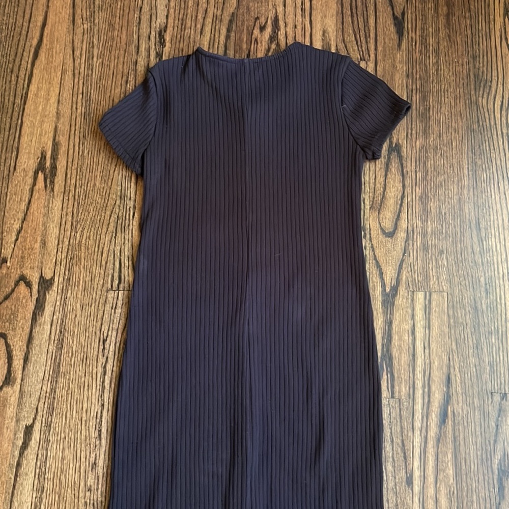 Madewell Black ribbed shirt sleeve button front dress, xs - Picture 4 of 4